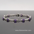 Sterling Silver Bracelet With Natural Stone Amethyst